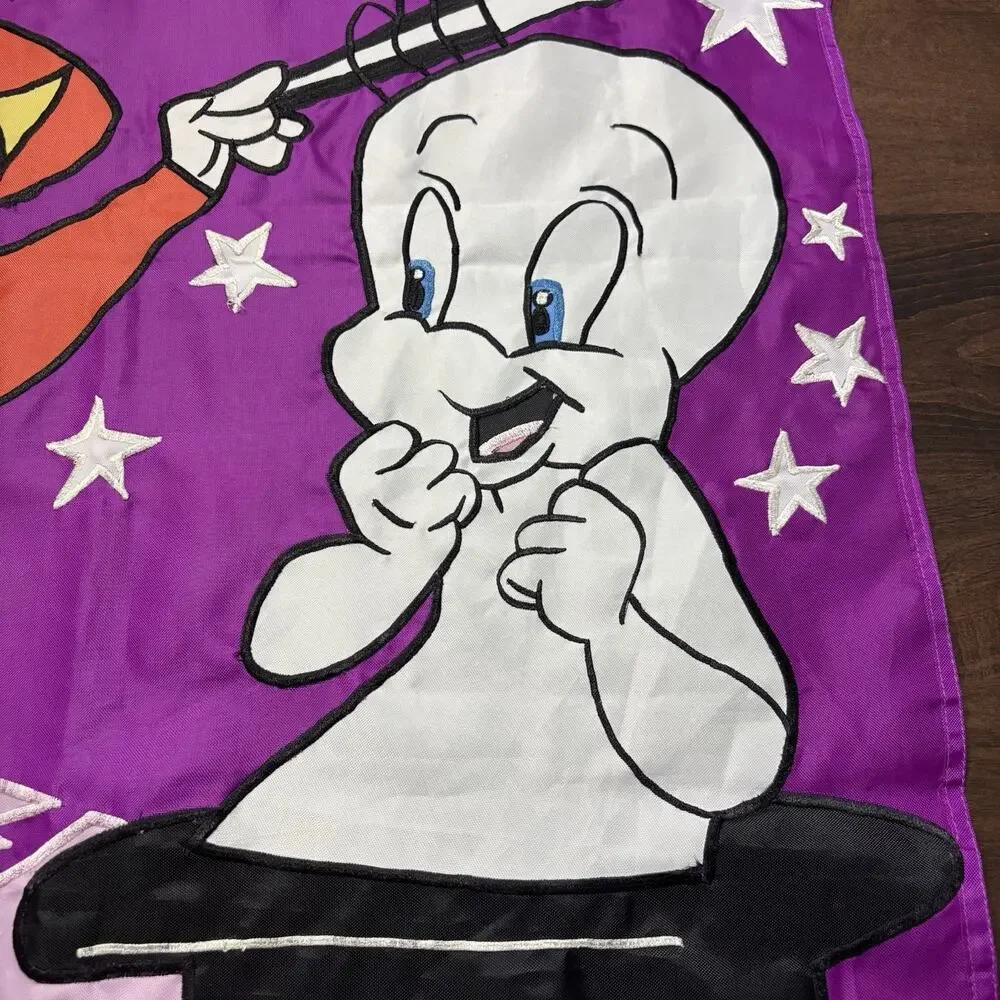 Vtg 90s Casper Ghost & Wendy Witch Trick or Treat Halloween Outdoor Flag Banner